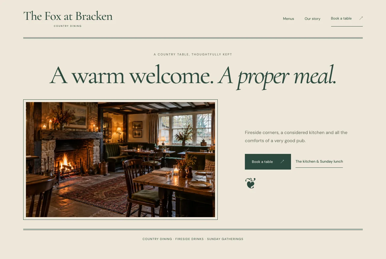 Preview of the The Fox at Bracken website design