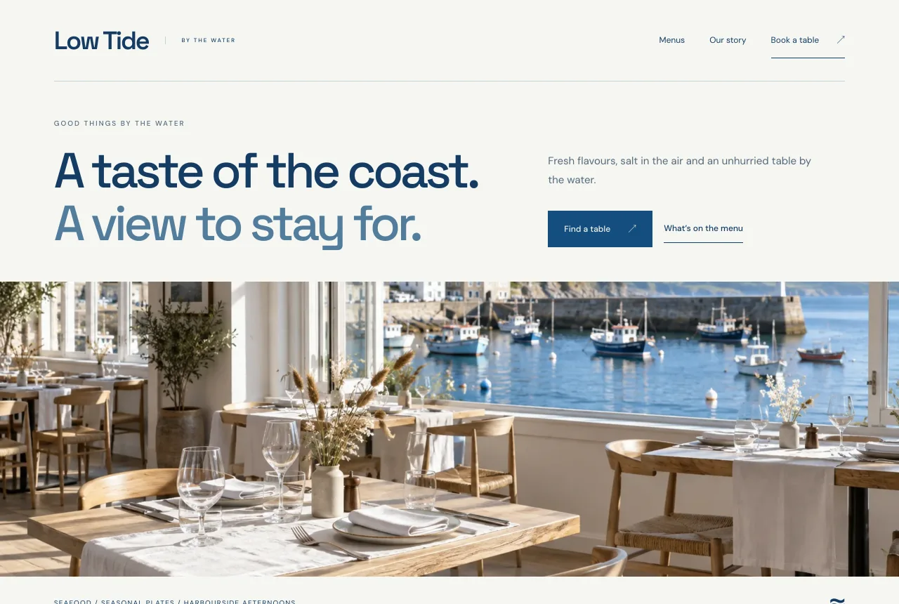 Preview of the Low Tide website design