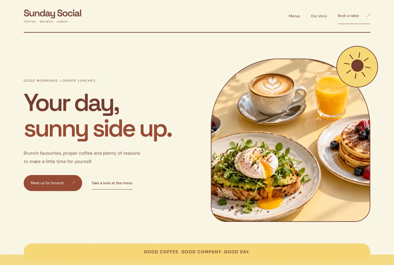 Preview of the Sunday Social website design