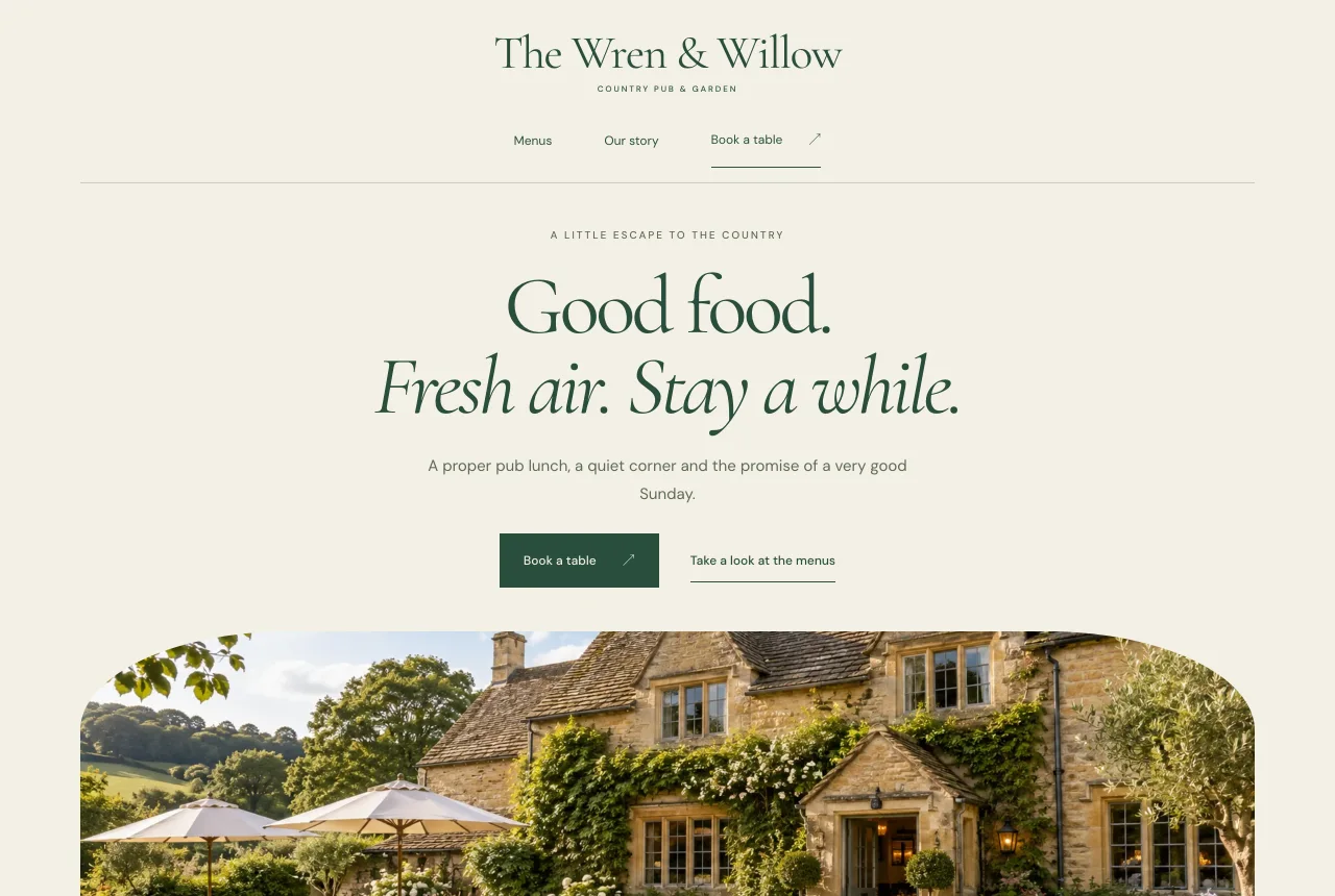 Preview of the The Wren & Willow website design